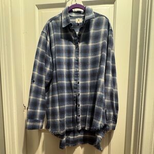 Sundry Navy and White Plaid Shirt